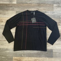 NWT Claiborne Sweater Sz S Black Stripe V-Neck Cotton Blend Silk Knit Pu... - $14.91