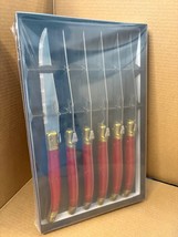 Laguiole Jean Dubost Bee Red Handle Serrated Steak Knives Set of France ... - $59.40