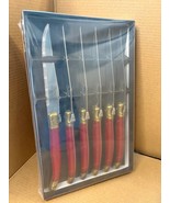 Laguiole Jean Dubost Bee Red Handle Serrated Steak Knives Set of France ... - $81.49 CAD