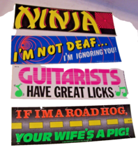 4 Genuine Vintage 80’s Funny Random Bumper Sticker Humor Made In Usa - £8.68 GBP