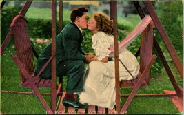 Vtg Victorian Postcard Romance Kissing On Swing I&#39;m For You If You&#39;re For Me UNP - £6.97 GBP