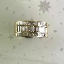 14K Gold Plated 1.86 Ct Baguette Diamond Half Eternity Wedding Band Ring - £73.51 GBP