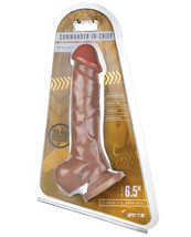 Major Dick Straight W/balls &amp; Suction Cup Commander In Chief - Caramel - $18.05