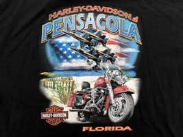 Harley Davidson Mens Hanes Graphic T Shirt Black Crew Neck Size 2XL Pensacola - £14.75 GBP