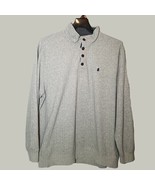 Izod Sweatshirt Mens 2XL Gray Mock Neck 4 Buttons Embroidered - £11.83 GBP