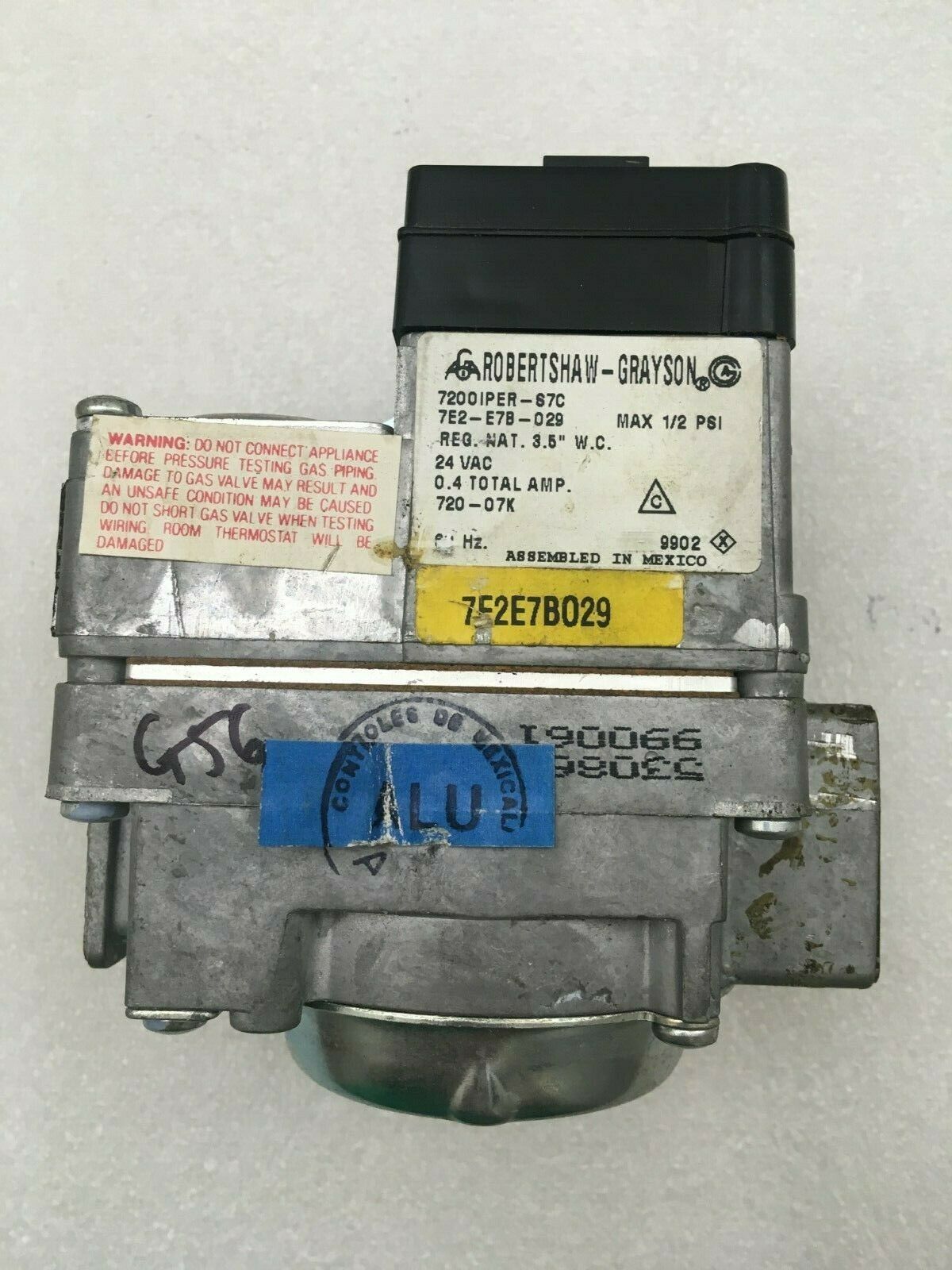 ROBERTSHAW 7E2-E7B-029  HVAC Furnace Gas Valve 7200IPER-S7C used #G56 - $27.96