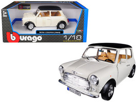 1969 Mini Cooper Beige w Black Top 1/18 Diecast Car Bburago - £46.78 GBP