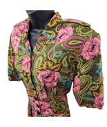 VTG 80&#39;s Diana Marco Button Front Dress Womens 14 Multicolor Short Sleeve - $17.82