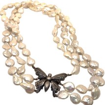 pearl sterling silver multi strand necklace 16” - £177.78 GBP