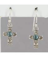 HTF Retired Silpada Sterling TINY Cross Blue Glass Accent Dangle Earring... - £23.50 GBP