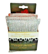 Evriholder Microfiber Scour Sponges 3-pc Dual Sided Scrubber Orange Silv... - $16.97