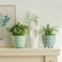 Thfvbktyy Ceramic Planter Set Of 2 6&quot; X 7&quot; Round Indoor Plant Pots With A 10&quot; X - £41.66 GBP