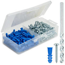 Ribbed Plastic Drywall Anchor Kit - Wall Anchors and Screws for Drywall ... - £17.94 GBP