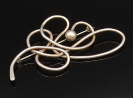 925 Sterling Silver - Vintage Bead Ball Knot Twist Outline Brooch Pin - ... - $81.39
