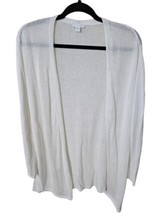 J. Jill Sweater Large White Viscose Linen Open Front Cardigan Long Sleeve - $29.99