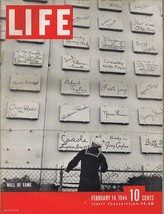 ORIGINAL Vintage Life Magazine February 14 1944 Wall of Fame - £23.35 GBP