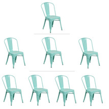 Mint Green Tolix Style Metal Stack Industrial Chic Dining Chair 1, 3 Or 4 Qtys - £82.19 GBP+