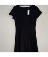 Ann Taylor Black Sheath Midi Dress V-Neck Short Sleeve - $822.73 MXN