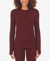 Cuddl Duds Womens UltraCozy Long Sleeve Crewneck Top Cherry Mahogany Large - £30.07 GBP