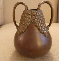 Antique Copper Vase / Pitcher / Vessel w 4 Cascading Grape Clusters 2 Ha... - £135.72 GBP