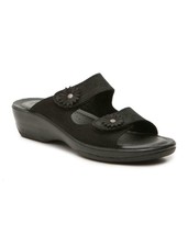 New Flexus Black Leather Comfort Wedge Sandals Size 39 8.5 M - £49.54 GBP