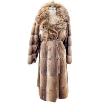 Retro Beaver Fur Patchwork Coat A Line SKirt Raccoon Collar Ultra VTG 70... - $444.61