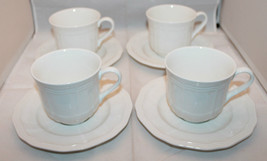 Set of 4 Mikasa Ultima Plus HK 400 Antique White Coffee Tea Mug Cups Sau... - £59.81 GBP