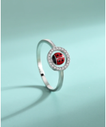 Elegant 925 Sterling Silver Ladybug Zircon Forever Ring - FAST SHIPPING! - £18.95 GBP