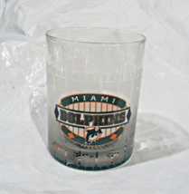 NFL Miami Dolphins Name Over Logo in Pinstriped Design 15 oz Rocks Glass - £11.83 GBP