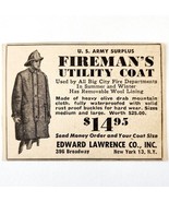 1947 Fireman&#39;s Utility Cloak Jacket Advertisement Edward Lawrence Co NYC... - $24.99