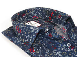 Men's Shirt By CASILA Turkey Cotton Blend Long Sleeves 501660-01 navy Floral image 2