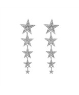 RHINESTONE STARS LONG STYLE WOMEN FASHION EARRINGS - SILVER - $9.99