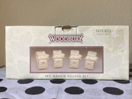 Nikko Woodbury 4pc Set Napkin Holder New Ship Free Easter Bunny Ceramic Ring - £39.95 GBP