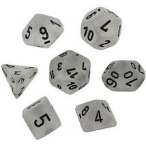 D7 Die Set Dice Frosted Poly (7 Dice) - Clear/Black - £18.91 GBP