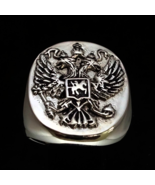 Sterling silver Russian symbol ring Twin Head Eagle coat of arms Russia ... - $125.00