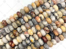 2mm Big Hole Natural Crazy Lace Agate Beads, 6x10mm Rondelle Smooth/Faceted - £6.42 GBP+