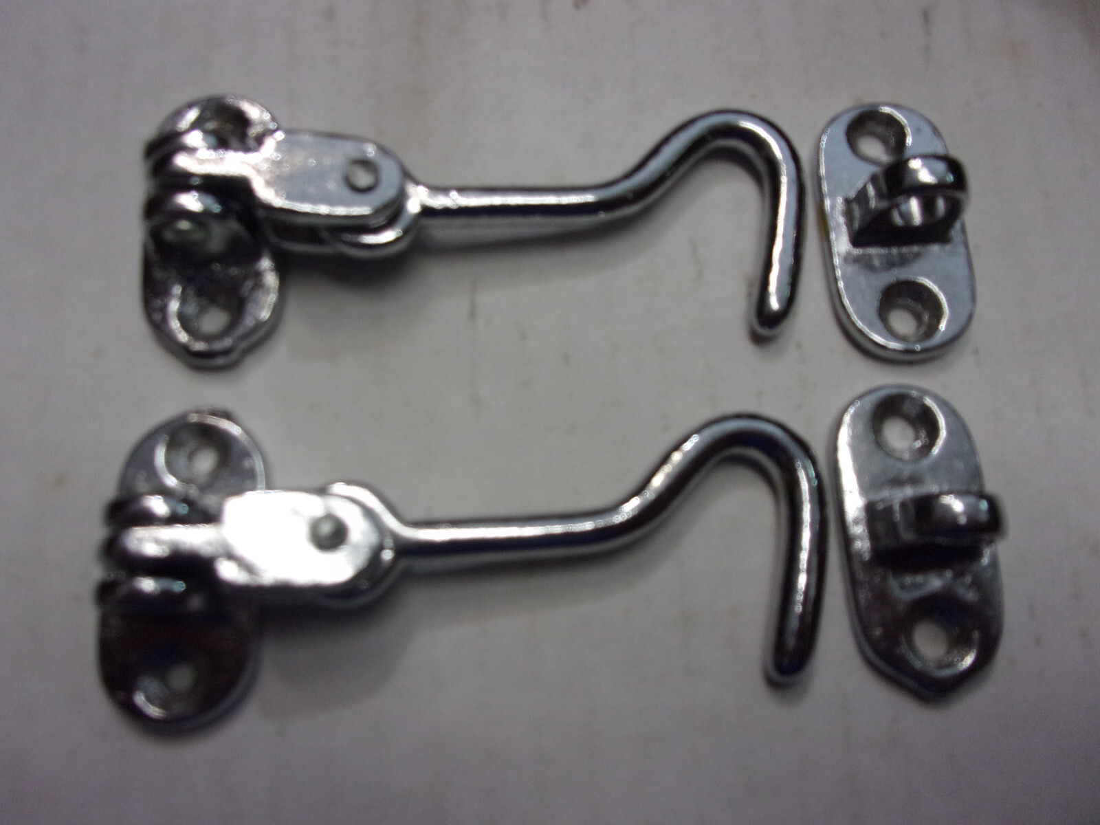 Vintage nickel bronze Door Stop  Latches Hooks articulated Catch matched... - $84.15