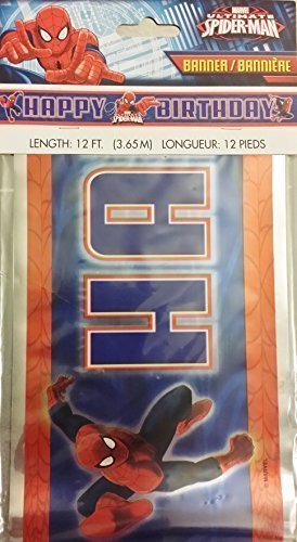 MARVEL SPIDERMAN HAPPY BIRTHDAY BANNER 12 FEET LONG by Spider-Man - $4.83