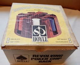 Hoyle Revolving Poker Chip Rack Vintage 200 Chips Rotating Walnut &amp; Box ... - $12.99