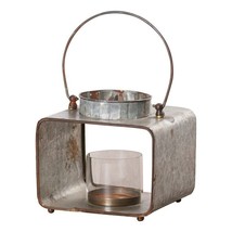 Rustic Square tin Lantern with Glass - £35.34 GBP