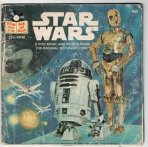 VINTAGE 1979 Star Wars Book and Record 33 1/3 RPM C3PO R2D2 - £11.60 GBP