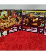 2X New Exploding Kittens 1000 Piece Puzzles Cat Quarantine Slothness Of ... - $27.13 CAD