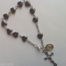  Our Lady of Guadalupe BRACELET - Heart Shaped Hematite bead - 8 mm - NEW - $4.75