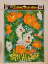 Vintage Halloween Window Clings Decorations Ghosts Jack O Lanterns Made In USA - £11.15 GBP