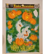 Vintage Halloween Window Clings Decorations Ghosts Jack O Lanterns Made ... - £10.98 GBP