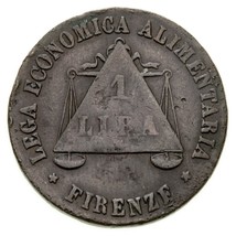 Firenze Lega Economica Alimentaria Gettone 1 Lira Token, Cobre, 25MM - $43.20 CAD