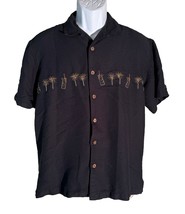 HAVANA JACK&#39;S CAFE Short Sleeve Button Up Cocktail Design Shirt Black Me... - $240.25 MXN