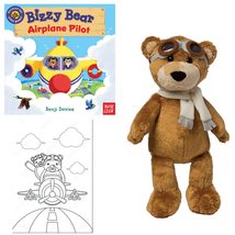 Teddy Bear Plush Toy Gift Set Includes Bizzy Bear Airplane Pilot Board Book by B - £25.57 GBP