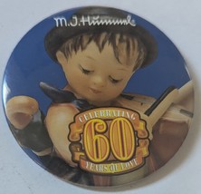 MJ Hummel 60 Years of Love  3&quot; Pin Boy Violin Figurine Pin Back Button - $2.95