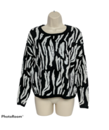 Metric New York Womens Animal Print Crew Neck Sweater Size Medium Black ... - €24,07 EUR